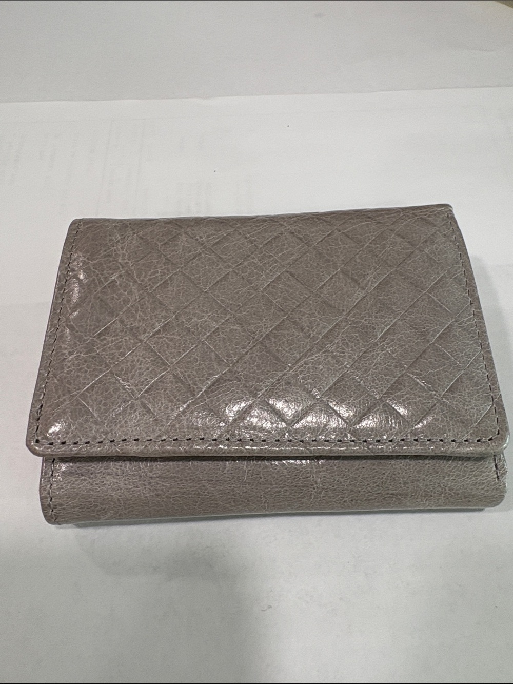Hobo Gray Leather Braided? Tri fold Wallet—Brand New W/O Box—COMPACT—Beautiful!